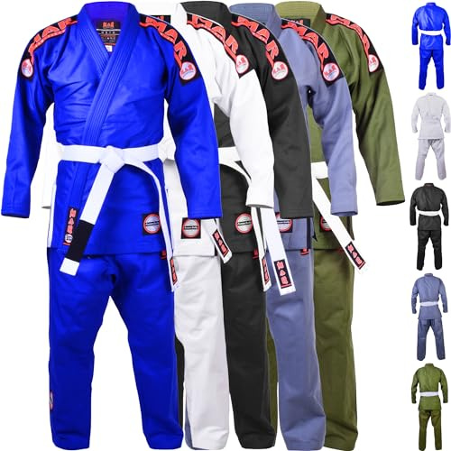 MAR | Tear-Resistant Jiu Jitsu Gi with FREE Belt | BJJ Kimono Uniform Gi, Training, Sparring & Lightweight Competition Suit 370 GSM Fabric | IBJJF Compliant | Professionally Designed to Excellence