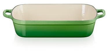 Le Creuset Signature 20184334082422 Cast Iron Roasting Pan 33 cm Rectangular Suitable for All Hobs and Induction Capacity 4.9 L 3.85 kg Bamboo Green