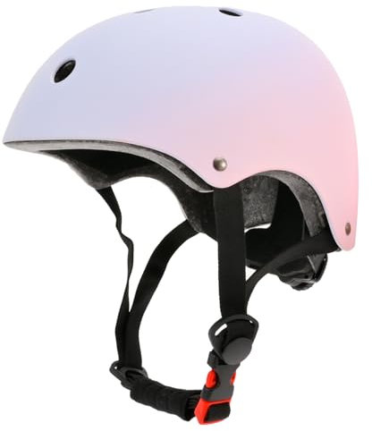 LOKJIJI Verstellbarer Kinder Fahrradhelm Skaterhelm für Mädchen Jungen Jugend, Farbe Farbverlauf Kinder Schutzhelme für Multi-Sportarten Fahrrad Skateboard Skaten, Rosa Blau, S