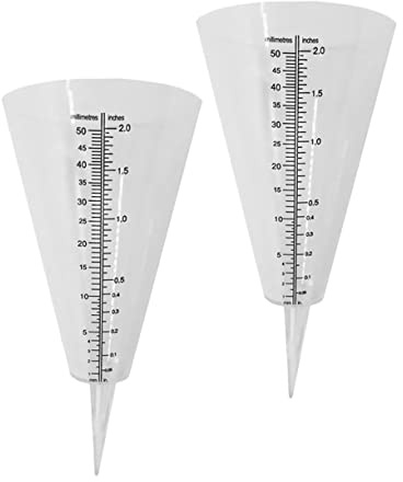 PAMINGONO 2pcs Outdoor Rain Gauge Cone Shaped Plastic Measuring Cup with Controlled Watering and Rainfall Recording Functions White for Meteorological Statistics and Climate Research