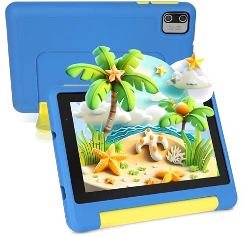 Freeski 7 Inch Android 13 Kids Tablet, 8GB+64GB(128GB Expandable), 1024x600 HD Screen, 2500mAh, 0.3MP+2MP Dual Camera, WiFi 6, BT5.2, Parental Controls, Tablet for Kids with Shockproof Case(Blue)