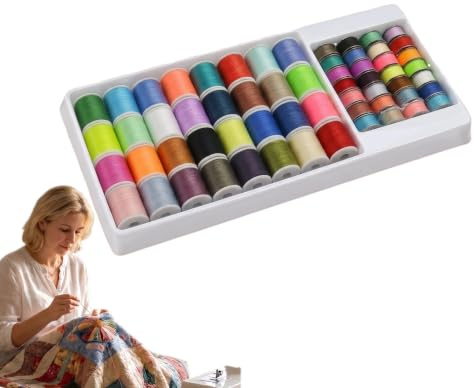 Sewing Machine Threads, 60 Color Sewing Thread, Polyester | Thread Kit with Bobbins, DIY Embroidery with 30 Pcs Needles, Sewings Machine Kit for Hand and Machine Sewings
