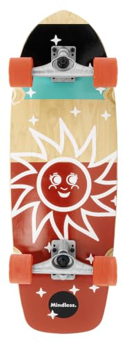 Mindless Soul Surf Skate 29.5 x 9.75 Longboard - Red - Perfect for Town, City, or Beachfront Skating with Maple Deck, Wave-Mimicing Trucks, 66mm Wheels, ABEC 9 Chrome Bearings