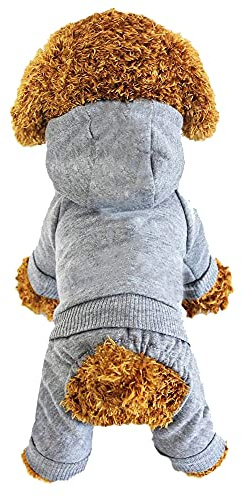 LifeWheel Vestiti per Cani Felpa con Cappuccio per Cane Inverno Caldo Cappotto Cane Cotone Felpa Cane per Abbigliamento per Cani di Taglia Piccola e Media (Grigio, M)