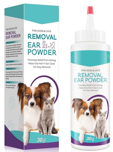 ZIXAOK Nettoyant pour Oreilles de Chien – Poudre d'oreille pour Animaux de Compagnie, Traitement des infections d'oreille de Chien, Prend en Charge Les Oreilles sujettes aux infections