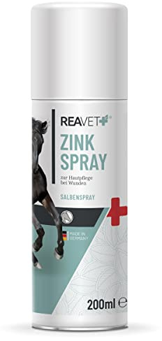 ReaVET Zinkspray Pferd 200ml - Wundschutz für Pferde, Salbenspray, Wundspray, Antibakterielle Reinigung & Pflege Wunddesinfektion, Wundschutz - Sprühpflaster für Tiere