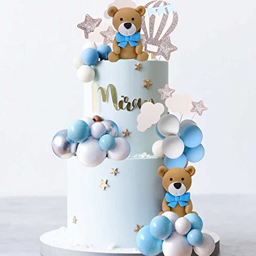 JeVenis Decoración de Pastel de Oso Azul de Lujo Decoración de Pastel de Oso de Peluche Decoración de Pastel de Bebé Decoración de Pastel de Baby Shower