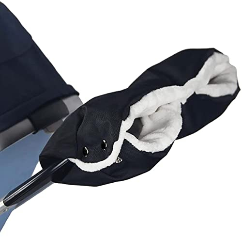 Handwärme Kinderwagen, Handwärmer Kinderwagen Handmuff mit Fleece Innenseite, Kinderwagenmuff Wasserfest Winddicht, Handwärmer Universalgröße für alle Kinderwagen Buggy (Schwarz)