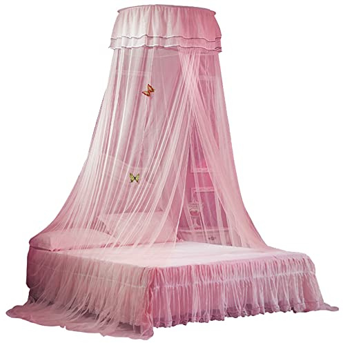 Mosquitera dosel para cama de bebé, malla fina, cortina de encaje, estilo princesa, decoración de dormitorio, fácil instalación (rosa)