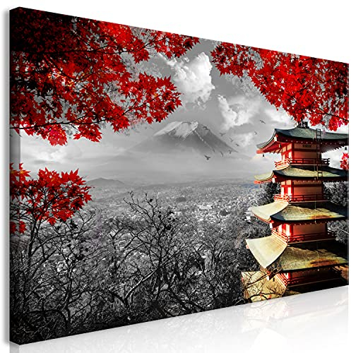 murando - Akustikbild Japan 120x60 cm Bilder Akustikschaum Hochleistungsschallabsorber Schallschutz Leinwand 1 tlg Wandbild Raumakustik Schalldämmung - Tempel c-C-0241-b-a