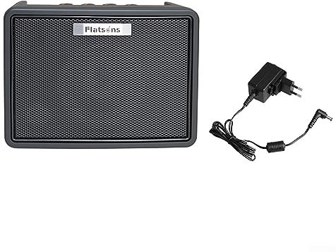 E-Gitarrenverstärker, Flanger schwarzer tragbarer Gitarrenverstärker, Lautsprecher, E-Gitarre Praxis Am plifier VOLUME, TREBLE, BASS und MIDDLE, EU