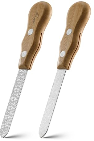 FVION 2pcs Profi Nagelfeilen mit Holzgriff - Hochwertige Metallfeile für Maniküre und Pediküre - Doppelseitig Fein Grob Nagelfeile Nagelpflege für Hände und Füße, Nagellack Werkzeug