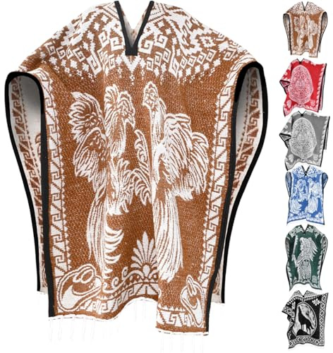 Artisans Bazaar Mexican Poncho Jorongo Gaban Warm Comfortable Made in Mexico Unisex Winter Coat