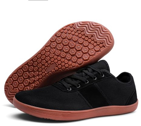 AONEGOLD Herr barfota skor dam bred tå fallande sula noll minimalistiska lätta halkfria barfotaskor andningsbara avslappnade löparsneakers, 371 svart, 46 EU