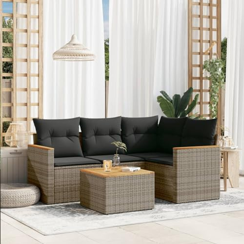 Festnight Balkon Ecklounge mit Stauraum Gartenlounge Klein Balkon Lounge Rattan Sofa Garten Lounge Sofa Outdoor Sitzecke Balkon Loungemöbel Gartensofa Ecksofa Balkonmöbel Rattansofa Couch