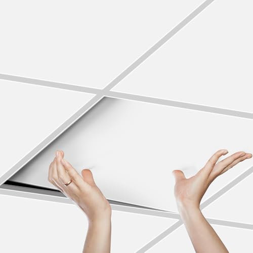 VEVOR Paneles de Techo de Poliestireno 12 Piezas Paneles de Techo de Plástico para Pegar 603x603 mm Instalación Fácil Revestimiento de Techo de Sótano para Decoración del Hogar, Oficina, Blanco