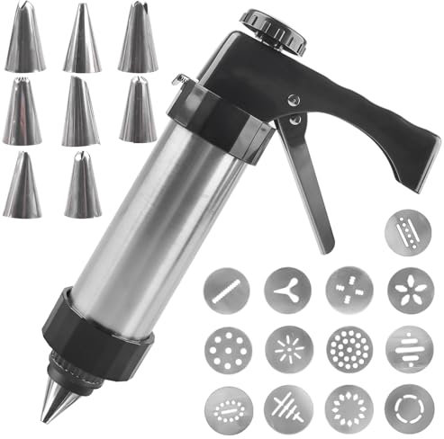 Spremiagrumi per pasticceria, macchina per biscotti estrusa con 13 stencil e 8 beccucci, pressa per pasticceria, siringa per dolci fai da te, cottura e decorazione per torte