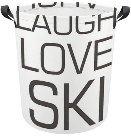 Cesto Para Ropa Sucia Ríete, Ama Y Esquia Cesta Colada Portátil Cestas Ropa Sucia Redondo Cesto De La Ropa Sucia Para Sala Baño 40X50Cm