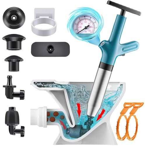 NiC IS COCNG Desatascador inodoro,Desatascador tuberias profesional, desatascador wc, ventosa Presion, pistola desatascador con 3 ventosas para Cuartos de Baño Inodoros Lavabos(Azul)