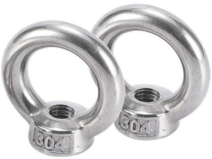 2 pcs of M8 304 Stainless Steel Ring Nut Lifting Eye Nut Lifting Ring Eye Bolt Female Threaded Eye Screw Bolts Fastener Hardware Eyebolt for Lifting Accessories