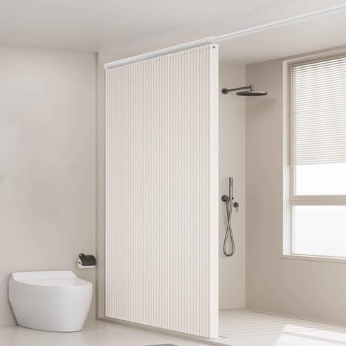 HLTQL Cortina magnética Opaca Estilo acordeón para Puerta de Armario, Plisada, Plegable, Puerta de acordeón, Divisor de habitación, Dormitorio, baño, Sala de Estar(04,W150*H200cm)