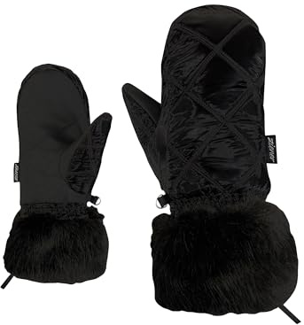 Ziener LILIONE-Z - Manoplas de esquí para niña/Deportes de Invierno | Puños de Piel sintética, Resistente al Viento, Impermeable, Color Negro, 5