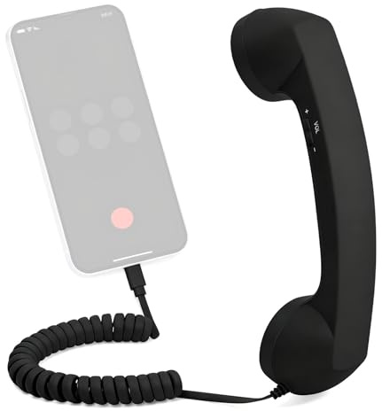 Retro telefonadapter – typ-C klassiskt elektroniktillbehör inbyggd mikrofon för klart samtal, hållbar och bärbar, mobiltelefon till fast telefonadapter för kontor, resor, kök, sängbord
