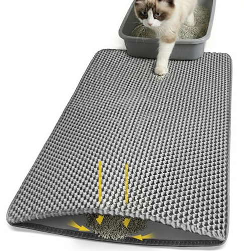 Cat Litter Mat 24x30 Inches, Honeycomb Double Layer Litter Trapping Mat, Waterproof Leakproof Urine Proof Cat Litter Box Mat for Cat Litter Box Area, Floor, Kitty Litter Rug