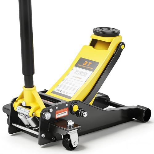 Trolley Jack 3 Ton, Low Profile Hydraulic Floor Jack with Dual Piston Quick Lift Pump, Lifting Range 7.5-39 cm, Heavy Duty Steel Garage Lifting Tool for Vehicle Car Van Truck Trailer Auto Repair