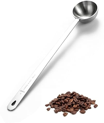 ZAMXHUG Cuchara de café de 20 ml, cuchara cafe, cuchara medidora de acero inoxidable con mango largo, 24 cm, cucharada larga de metal para café molido, frijoles, polvo, espresso