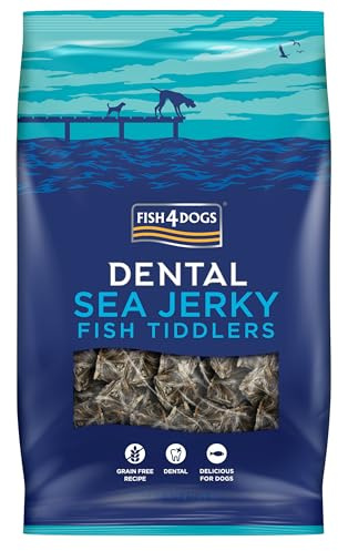 Fish4Dogs Sea Jerky Tiddlers | Low Calorie, Hypoallergenic Puppy Treat | Baked Fish for Puppies | Natural, Dental Treat | Fish Skin for Puppies (575g)
