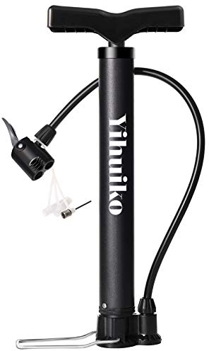 YihuiKo Portable Bike Pump, Bicycle Tire Pump, Mini Floor Pump Lightweight Presta Schrader Universal Bike Tyre Inflator Pump 120 PSI with Multifunction Ball Needle