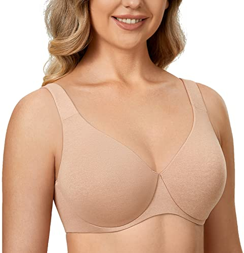 Delimira Women's Minimiser Bra Plus Size Non Padded Underwired Seamless Comfort Bras Oatmeal Heather 36E