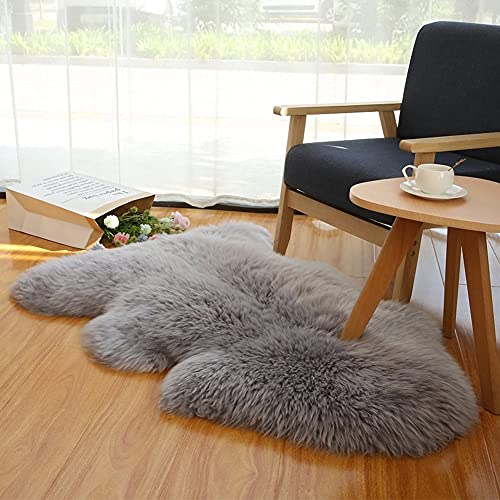 Alfombra Piel De Oveja Auténtico Alfombra Piel De Cordero Alfombra Lana Alfombras Pelo Largo (Gris,70X100cm)