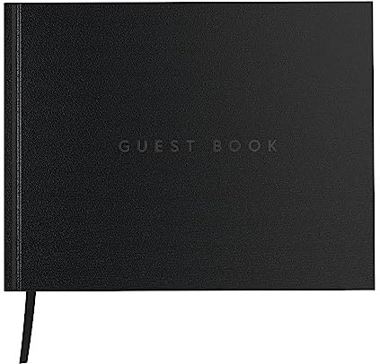 Useful Co. Guest Book, Use as Wedding Guest Book, Guest Book for Party, Sign in Book, Visitor Book, Funeral Guest Book, Leather Cover, 112 Pages, 24.9 x 19.8 cm - Black