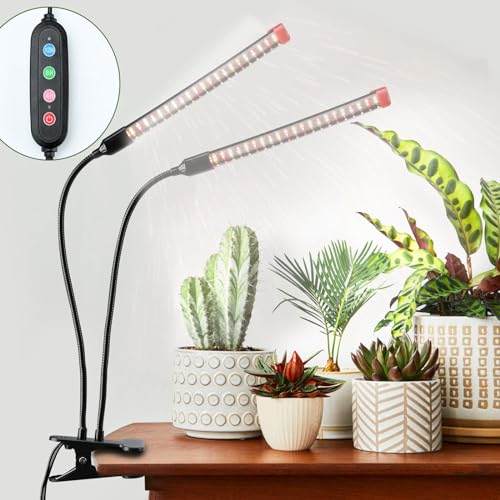FECiDA 18W Clip Pflanzenlampe 2000 Lumen, Vollspektrum Pflanzenlampe mit Zeitschaltuhr für Zimmerpflanzen, Grow Light mit High PPFD Wachstumslampen für Blumen, Gemüse, Hydroponik mit Timer 4,8,12 Hr