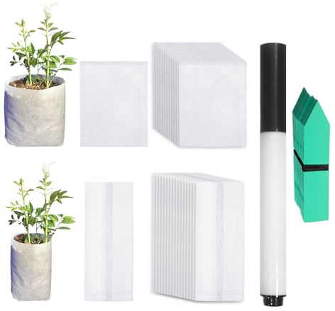 HDGSAFD 200 bolsas de cultivo, 100 placas para plantas, 1 rotulador, bolsa de cultivo no tejido, bolsa de cultivo de plantas, bolsas para el cultivo de verduras, flores y árboles frutales