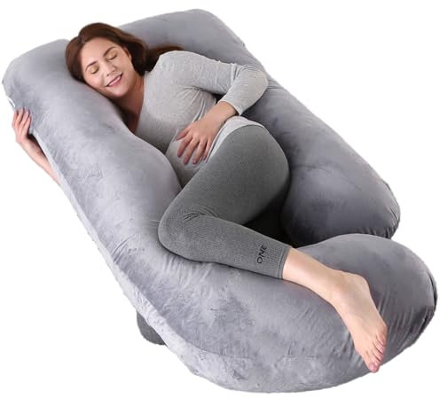 U-Shaped Full Body Pillow for Adults, Maternity Pregnancy Pillow with Washable Velvet Cover, Ergonomic Support for Back, Belly & Hips, Comfort for Expecting Mothers & Side Sleepers