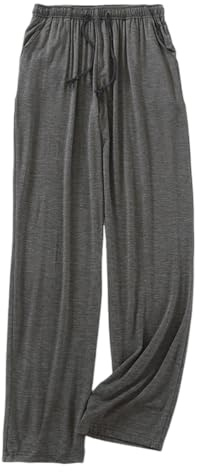 shownicer Pantalon de Pyjama Homme Bas de Pyjama à Vêtements Détente Maison Bas de Pyjama pour Homme Long Pantalon avec Poches B Gris Foncé L