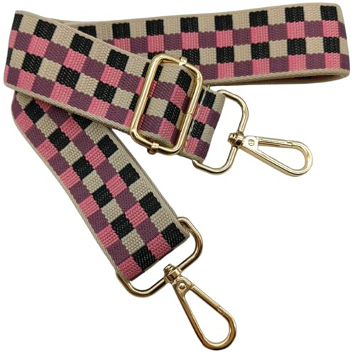 Correa de Hombro Ajustable para Mujer Beige Negro Rosa, 80-130cm Correa de Reemplazo Bolso Colorida para Mujer con Hebilla de Oro Correa Ancha para Bolso para Piel, Monedero, Cruzados, 3.8cm, 1507