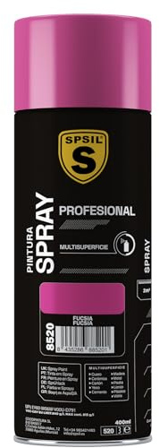 SPSIL Pintura Spray Fucsia Brillo 400ml - Spray para uso Profesional y Doméstico en múltiples superficies - Alta Adherencia y Cobertura - Secado Rápido