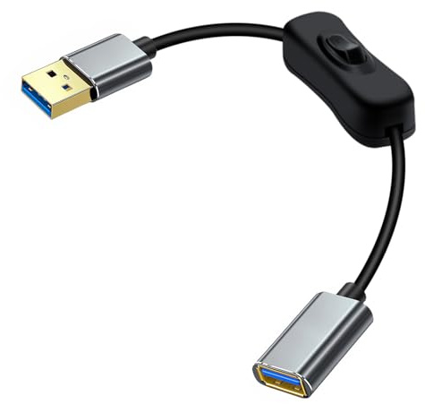 YINGAYOU USB-kabelbrytare USB 3.0 förlängningskabel med omkopplare guldpläterad kontakt stöder OTG hög hastighet 5 Gbps dataöverföring och strömförsörjning (Svart, 0,3 m)