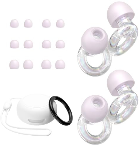 JUSTRVN Ear Plugs for Concert, 2 Pairs of Noise Reduction Earplugs 25dB-30dB with 8 Ear Tips&Carry case,Reusable Hearing Protection earplugs for Sleep,Social,Work,Focus&Noise Sensitivity