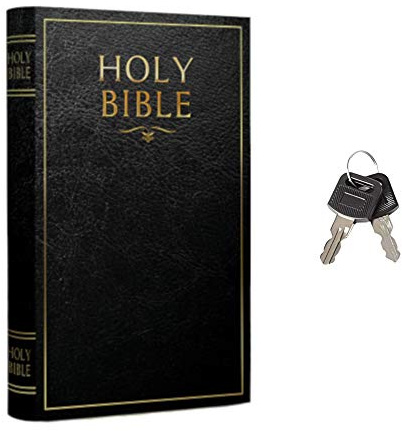 Fake Book Box - Small Safe Box with Key Lock - Hidden Safe in Plain Sight - Diversion Safes - Secret Safes (Bible) (X-Large)
