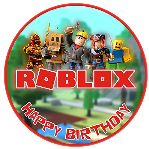 Decoration Gateau Anniversaire - Decoration Gateau Fondant Rond Ø 20 cm - Décoration Coméstible - Roblox