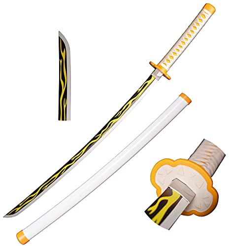 Skyward Blade Agatsuma Zenitsu Samouraï Spada, Jouets pour Enfants, Fan des Animaux, The Special Couteau de Demon Slayer Jaune Couteau Katana 40 in