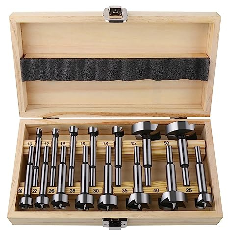 Vearter 10-50mm 15PCS/Set Carbon Steel Drill Bits Woodworking Self-Centering Hole Saw Kit Woodcutting Tools
