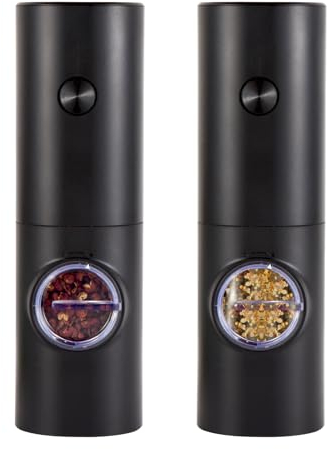 Salt and Pepper Grinder Set, Battery Operated, Pepper Mill with Grinding Indicator Light, 2PCS