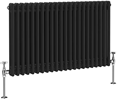 NRG 600 x 1010mm Black Radiator Traditional 2 Column Horizontal Central Heating Cast Iron Rads