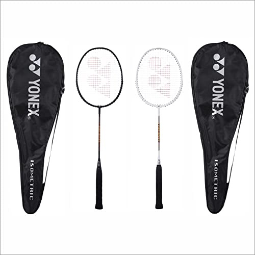 YONEX Aluminium Badminton Racquet Gr 303I Made in India Pack of 2 with Full Cover (Black/White)